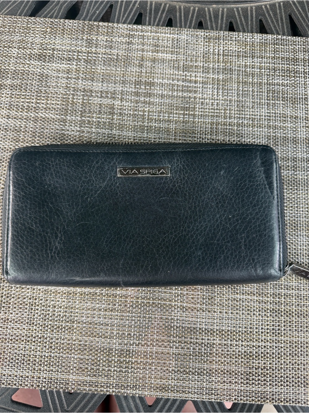 Vintage Via Spiga Black Zip-Around Wallet